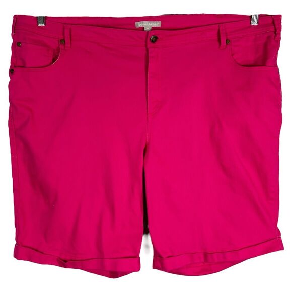 Woman Within Plus Size 26W Shorts Hot Pink Pockets‎ 11 Inch Cuffed Stretch 1155 - Picture 1 of 13